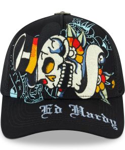 Tiger Skull Trucker Hat - Black