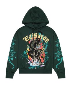 Fire Panther Rhinestone Boxy Fleece Hoodie