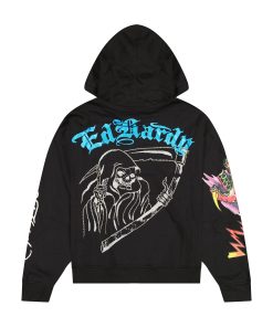 Alternative view of Skulls Boxy Rhinestone Fleece Hoodie