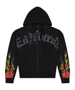 Skull Flames Boxy Zip Hoodie
