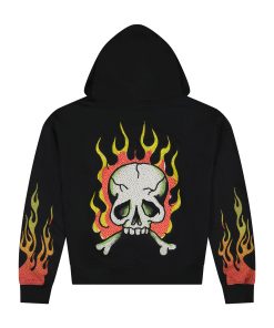 Alternative view of Skull Flames Boxy Zip Hoodie