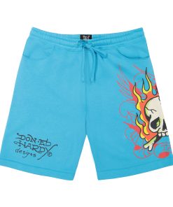 Flame Skull Fleece Shorts