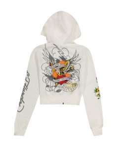 Alternative view of Brave Eagle Cropped Hoodie - White