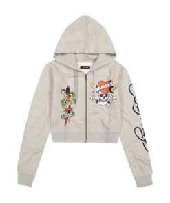 LKS Skull Zip Front Hoodie - Heather Grey