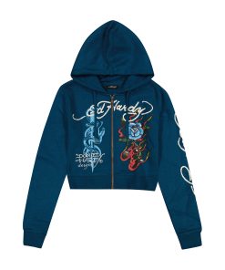 Flame Rose Zip Front Hoodie