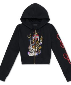 Nyc Skull Cropped Hoodie