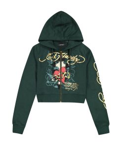 Sacred Heart Zip Front Rhinestone Hoodie