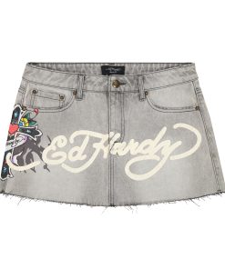 Cross Denim Mini Skirt